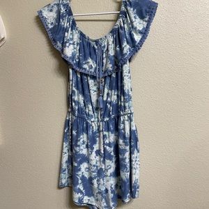 Blue and white tie dye romper